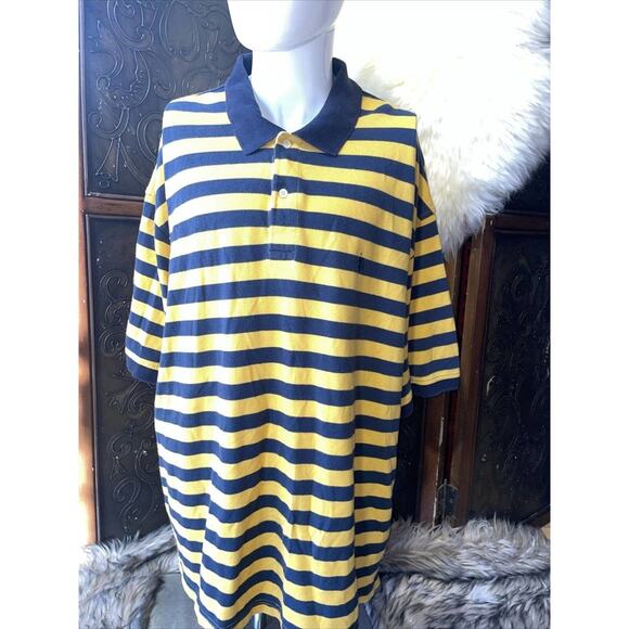 U.S.‎ Polo Assn Navy Blue and Yellow Striped Men's Shirt Size 4XL - Picture 1 of 5